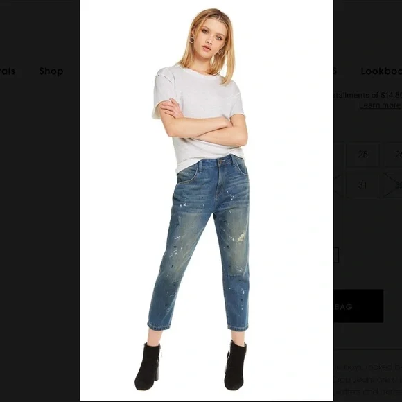 New Wildfox Cropped Baggy Boyfriend DaVinci Jeans